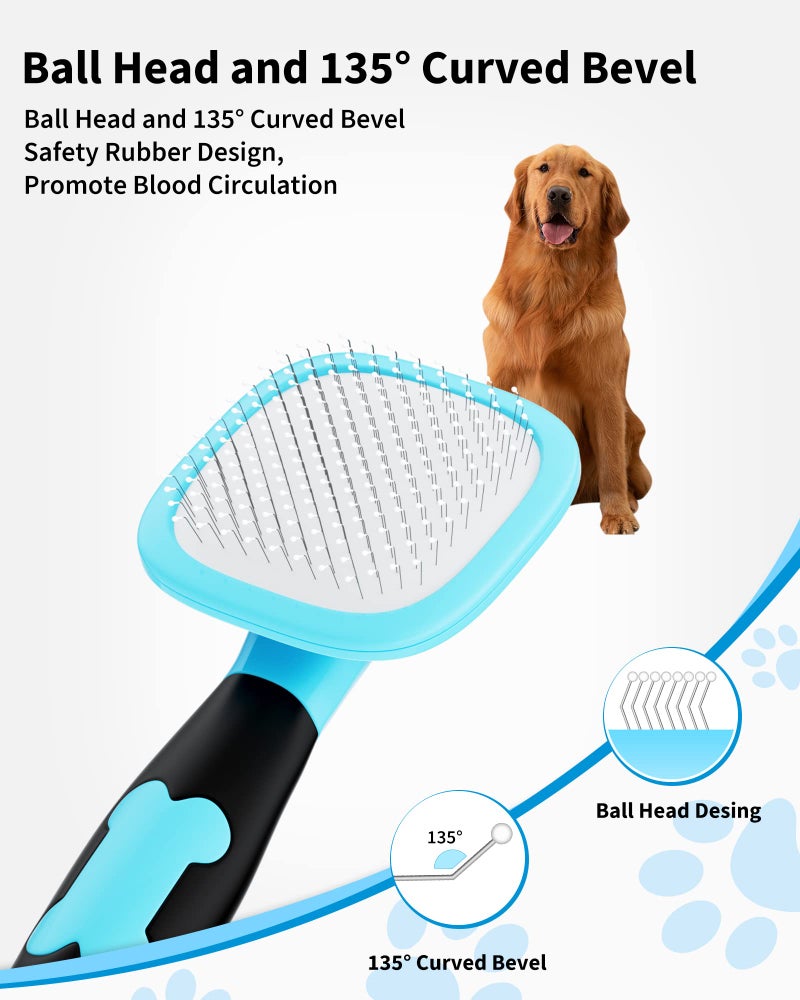 Glendan Dog & Cat Grooming Brush - Slicker Shedding Tool (Blue) - Image 2